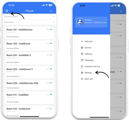 TTLOCK App Lock settings