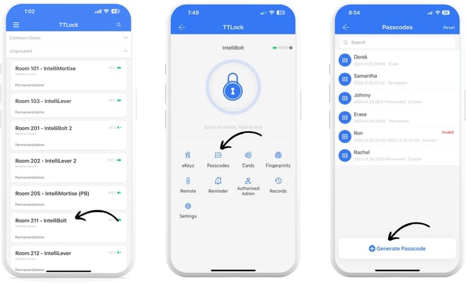 TTLock App_Generate Passcodes